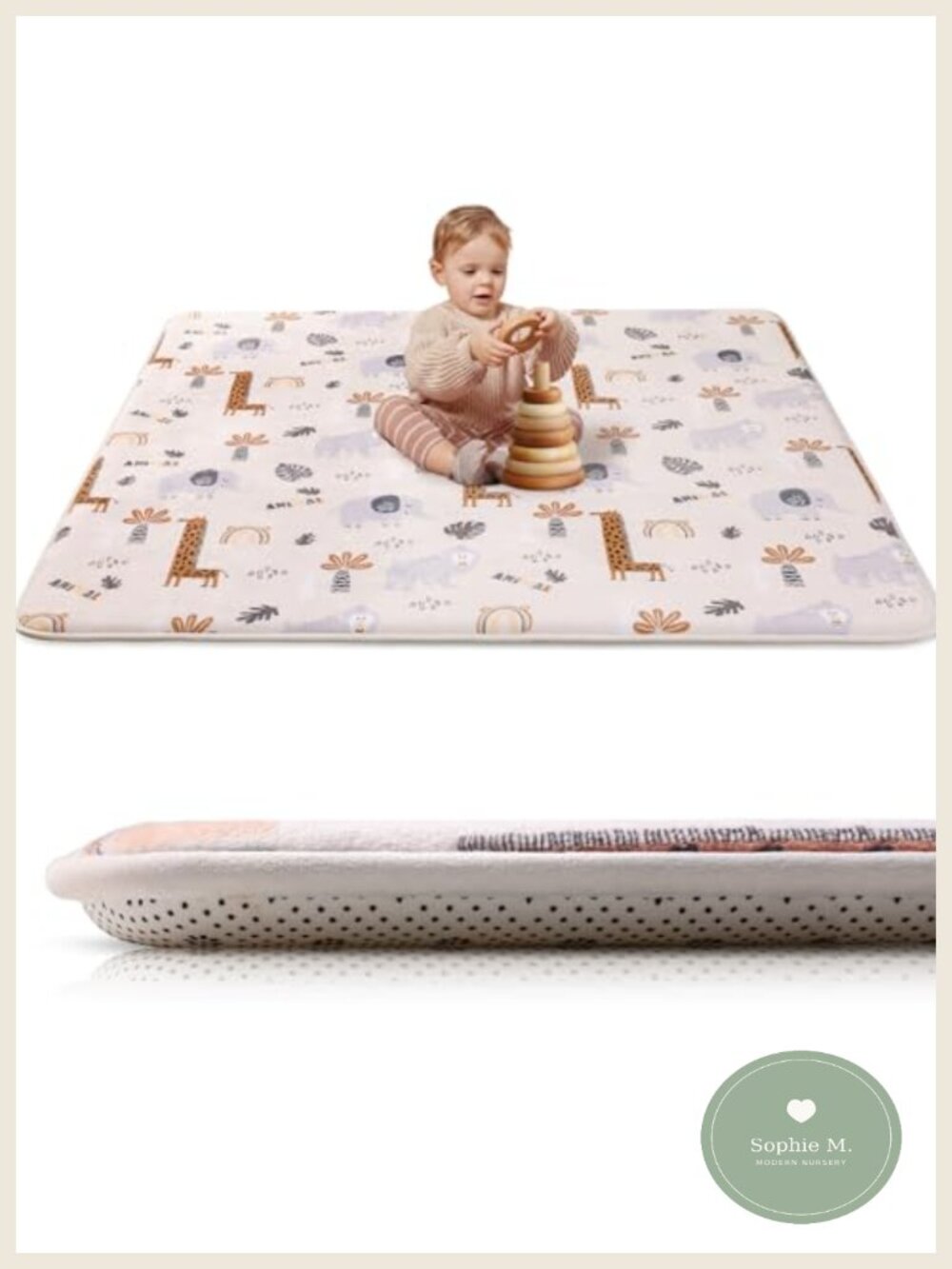 Thick Baby Play Mat 47x47 Non-Slip Coral Velvet Tummy Time Playpen Mat